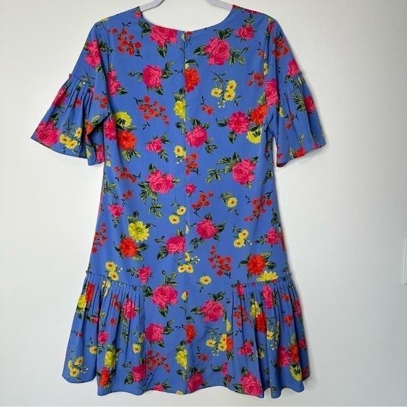 Ann Taylor Shift Dress Blue Floral Flounce Size 2 - Picture 9 of 12